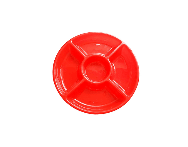 1un bandeja redonda plastico 5 espacios 30cm rojo-m3-m10
