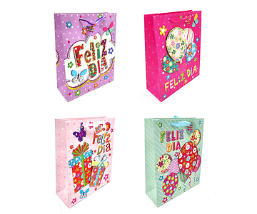 Bolsa regalo grande 26x32 feliz dia flor-m12