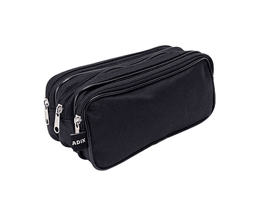 Estuche escolar triple cierre negro adix -m3-10-24