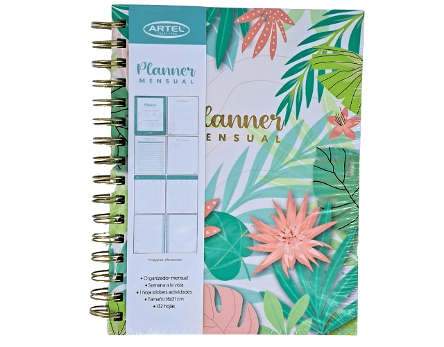 Planner 12 meses flores pastel 17x21cm artel -m3-10-6