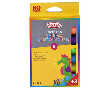 Tempera solida 6 colores fluor artel -m3-10-12