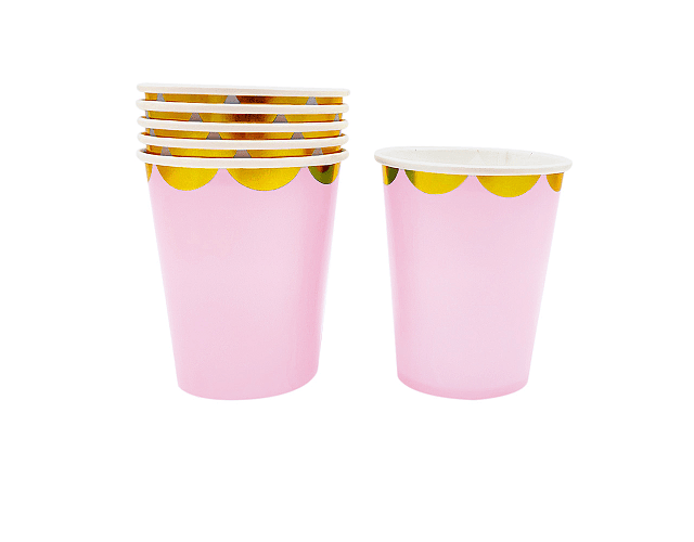 Set 06 vasos carton 7oz pastel rosado-m3-m10