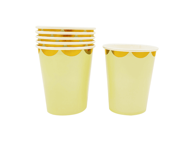 Set 06 vasos carton 7oz pastel amarillo-m3-m10