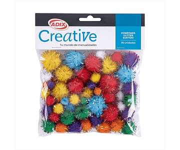 Pompon surtido glitter 78un creative -m3-10-12