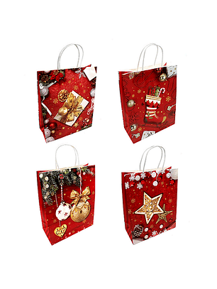Pack 12 bolsa regalo 26x32 papel navidad feco