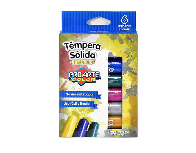 Tempera solida 6 colores metalico proarte/m3-10