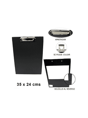 Anotador con apretador oficio simple vinilico negro nuovo