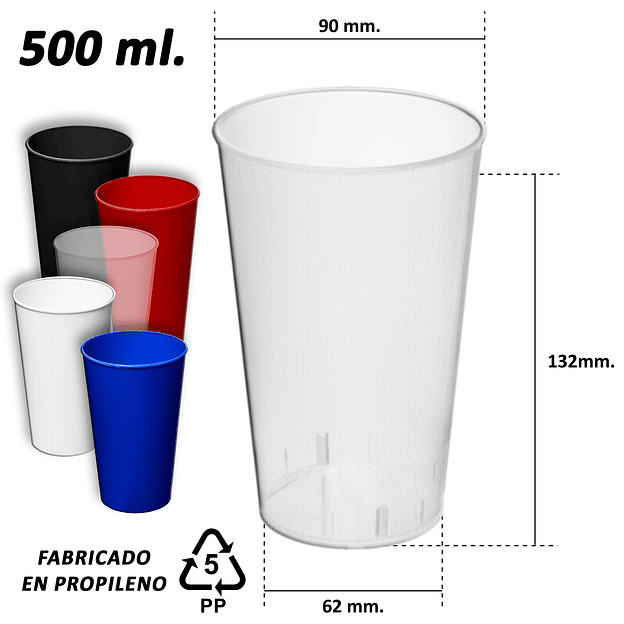 Vaso Plástico Reutilizable Empavonado 500 ml 1