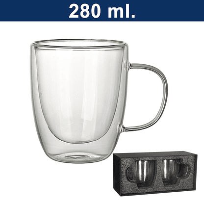 Set de 2 vasos de vidrio doble pared 280 ml 1