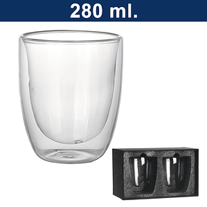 Set de 2 vasos de vidrio doble pared 