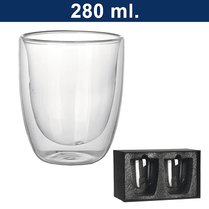 Set de 2 vasos de vidrio doble pared  1