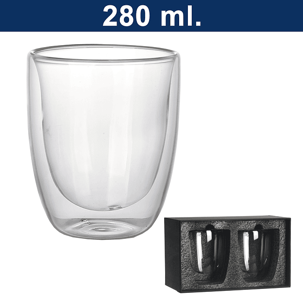 Set de 2 vasos de vidrio doble pared  1