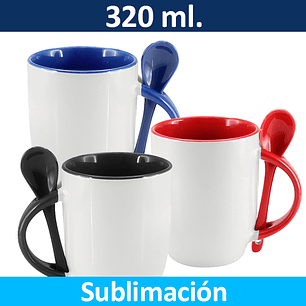 Tazón Sublimación Bicolor con cuchara 320 ml