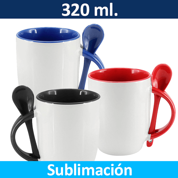 Tazón Sublimación Bicolor con cuchara 320 ml 1