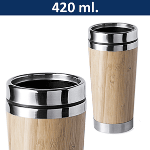 Mug Térmico Bamboo Acero Inoxidable 420 ml