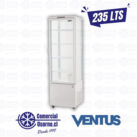 VITRINA PASTELERA VERTICAL 235LTS VENTUS BLANCA