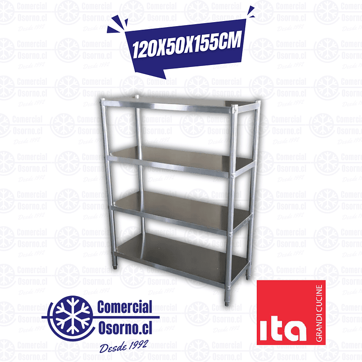 ESTANTERÍA ACERO INOX. LISA 120X50X155CM ITA 1