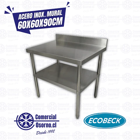 MESÓN ACERO INOX. MURAL 60X60X90CM