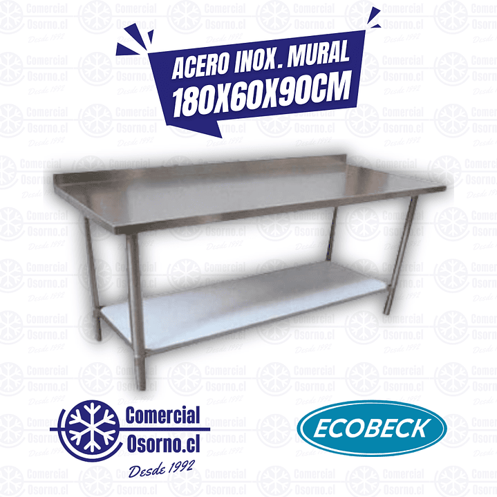 MESÓN ACERO INOX. MURAL 180X60X90CM 1