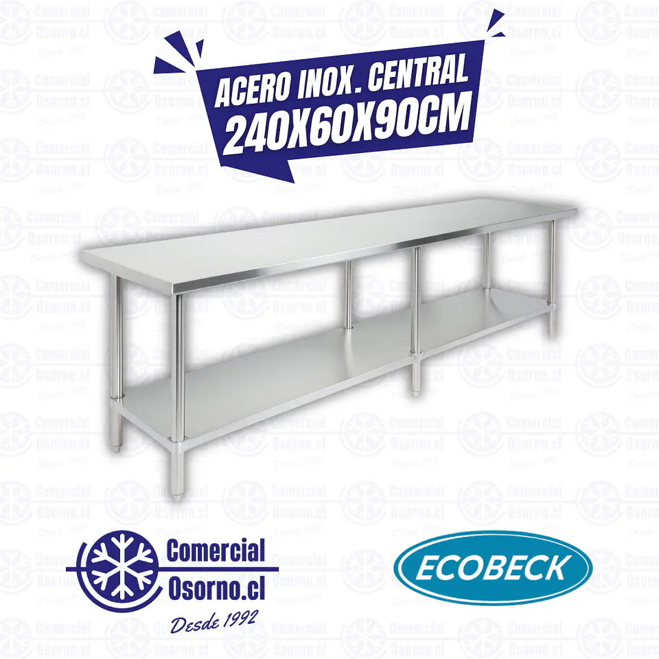 MESÓN ACERO INOX. CENTRAL 240X60X90CM 1