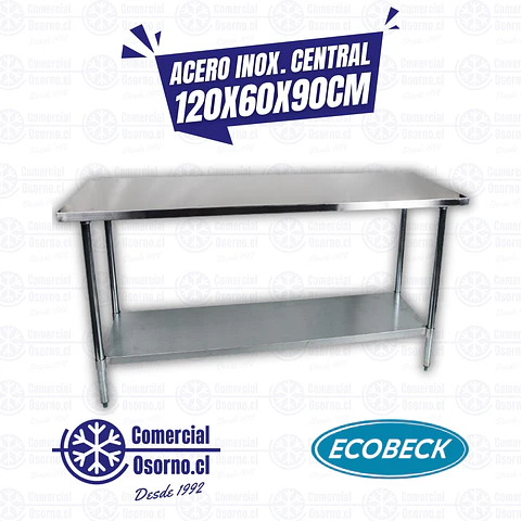 MESÓN ACERO INOX. CENTRAL 120X60X90CM
