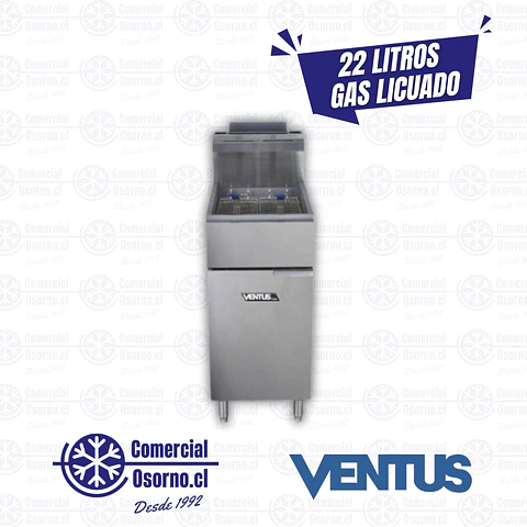 FREIDORA GAS VENTUS 2 CANASTILLOS 22LTS GAS LICUADO