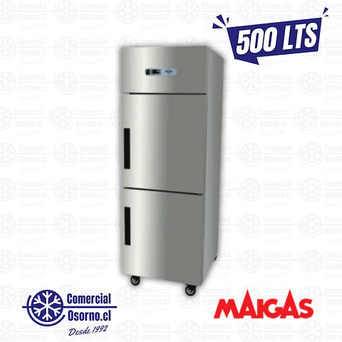 CONGELADOR VERTICAL 500LTS. 2 PUERTAS ACERO MAIGAS