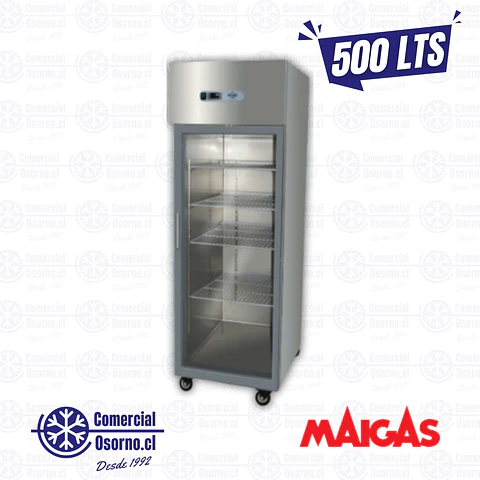 CONGELADOR VERTICAL 500LTS. 1 PUERTA VIDRIO MAIGAS