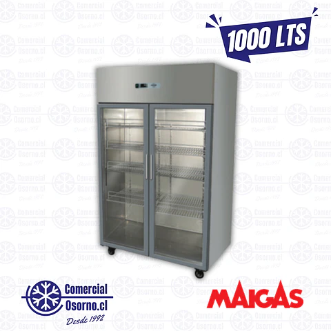 CONGELADOR VERTICAL 1000LTS. 2 PUERTAS VIDRIO MAIGAS