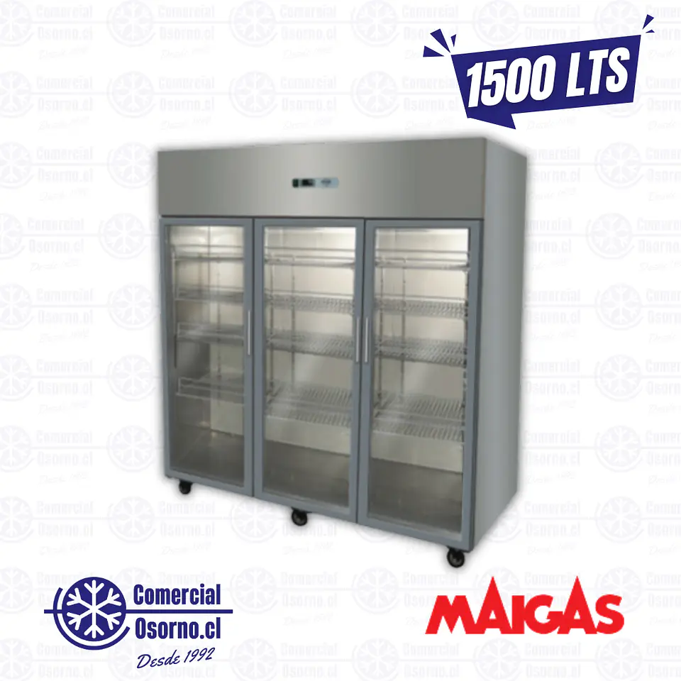 REFRIGERADOR VERTICAL 1500LTS. 3 PUERTAS VIDRIO MAIGAS 1