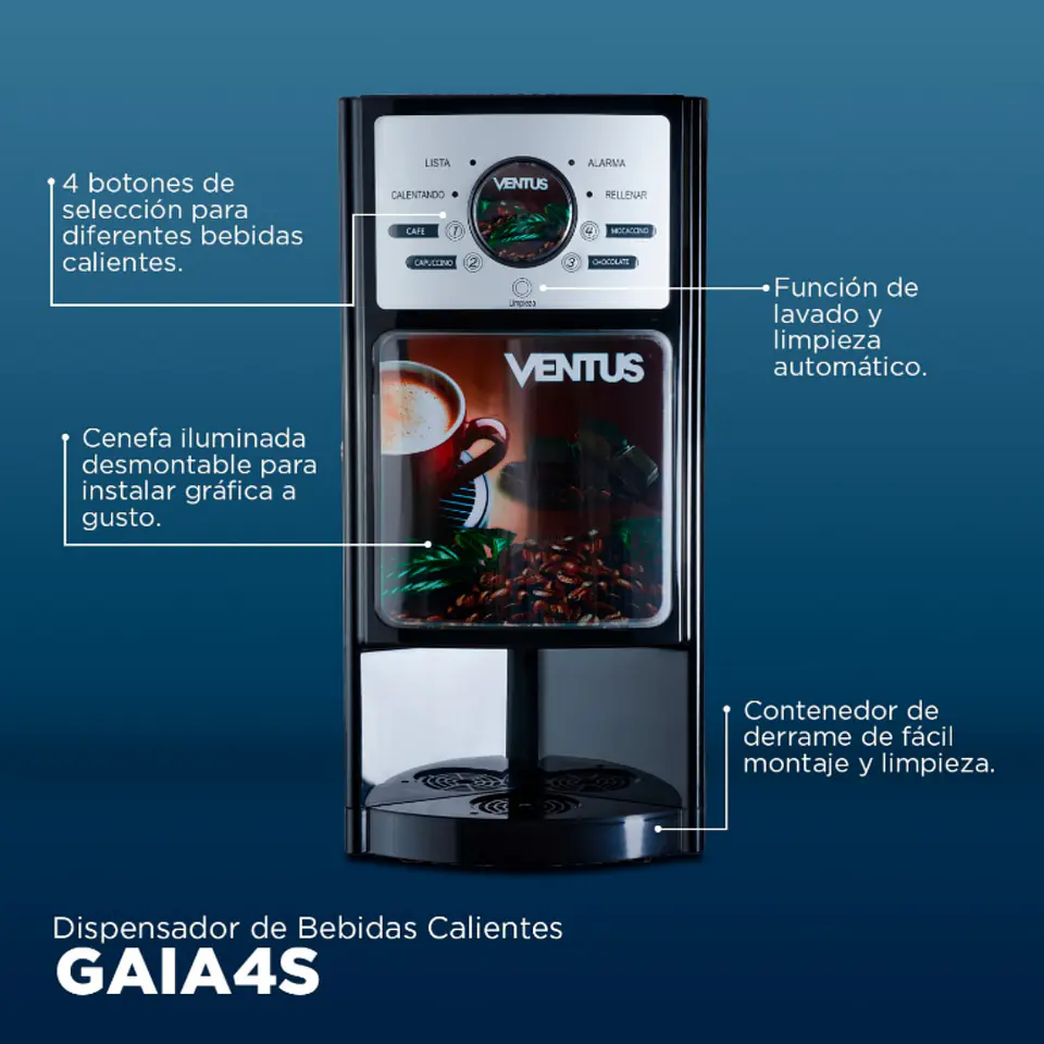 MÁQUINA DE CAFE VENTUS + 4 CAFES 1KG C/U GAIA4 3
