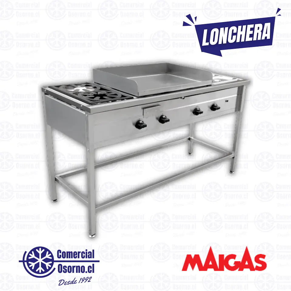 LONCHERA CHURRASQUERA 50X70CM CON 2 QUEMADORES COUSIÑO 1