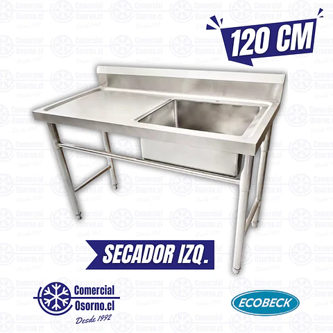 LAVAFONDO 1 TAZA SECADOR IZQ. 120X60X90CM ECOBECK