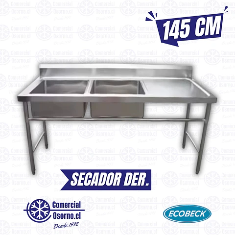 LAVAFONDO 2 TAZA SECADOR DER. 145X60X90CM ECOBECK