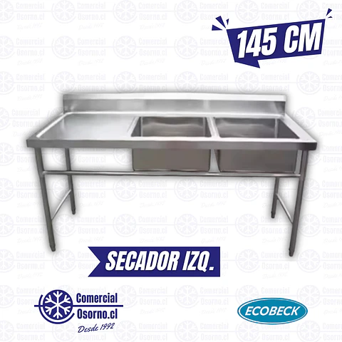 LAVAFONDO 2 TAZA SECADOR IZQ. 145X60X90CM ECOBECK