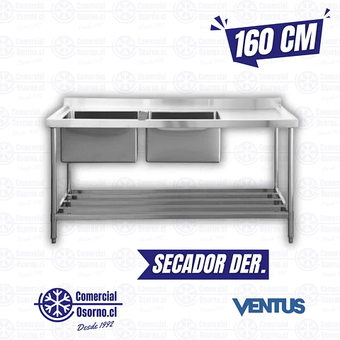 LAVAFONDO 2 TAZA SECADOR DER. 160CM VENTUS