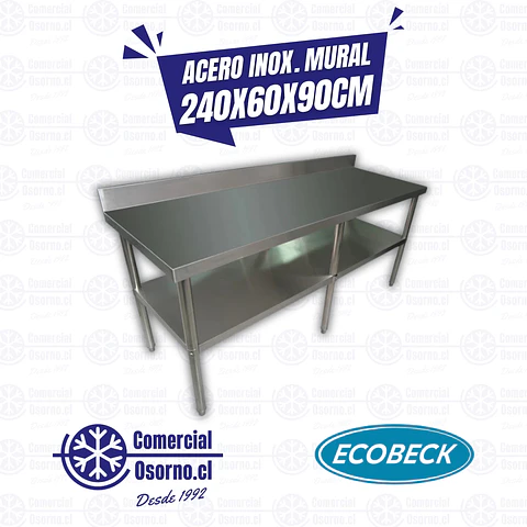 MESÓN ACERO INOX. MURAL 240X60X90CM