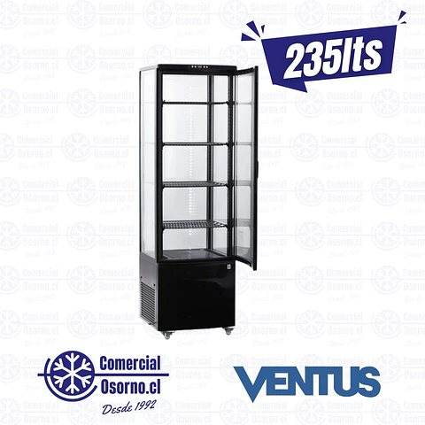 VITRINA PASTELERA VERTICAL 235LTS VENTUS NEGRA
