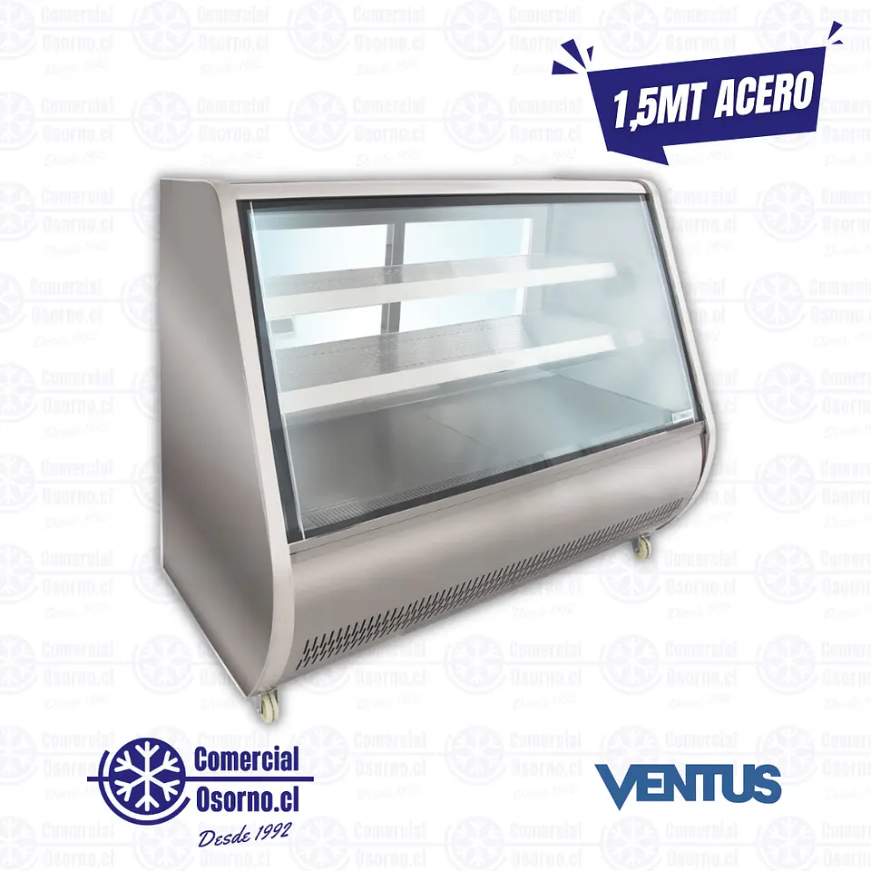 VITRINA REFRIGERADA 1,5M CURVA ACERO VENTUS 1