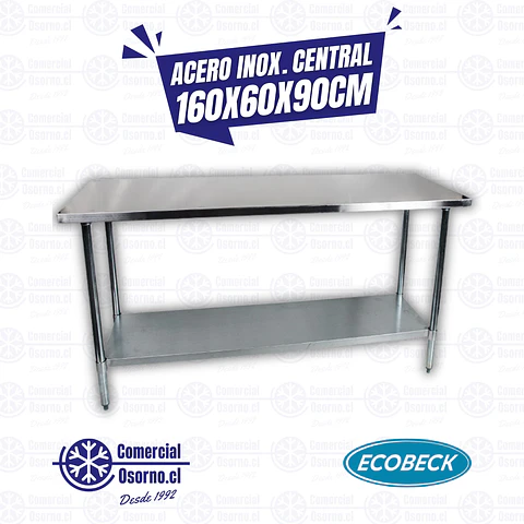 MESÓN ACERO INOX. CENTRAL 160X60X90CM