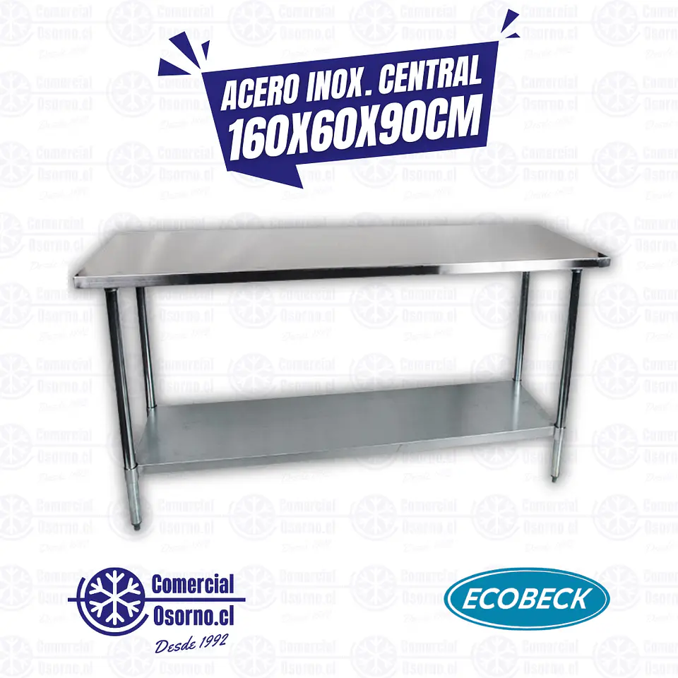 MESÓN ACERO INOX. CENTRAL 160X60X90CM 1