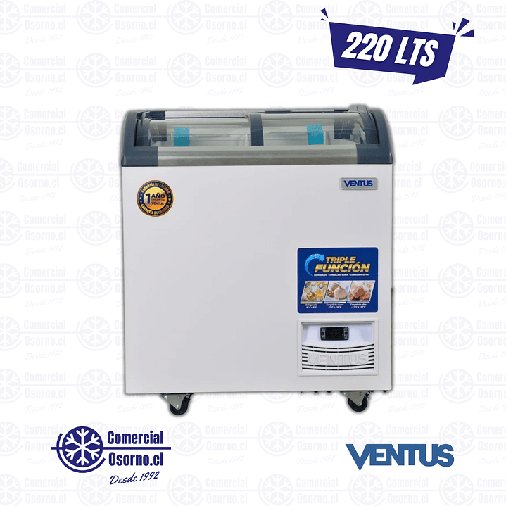 CONGELADOR 220LTS TAPA VIDRIO VENTUS 1