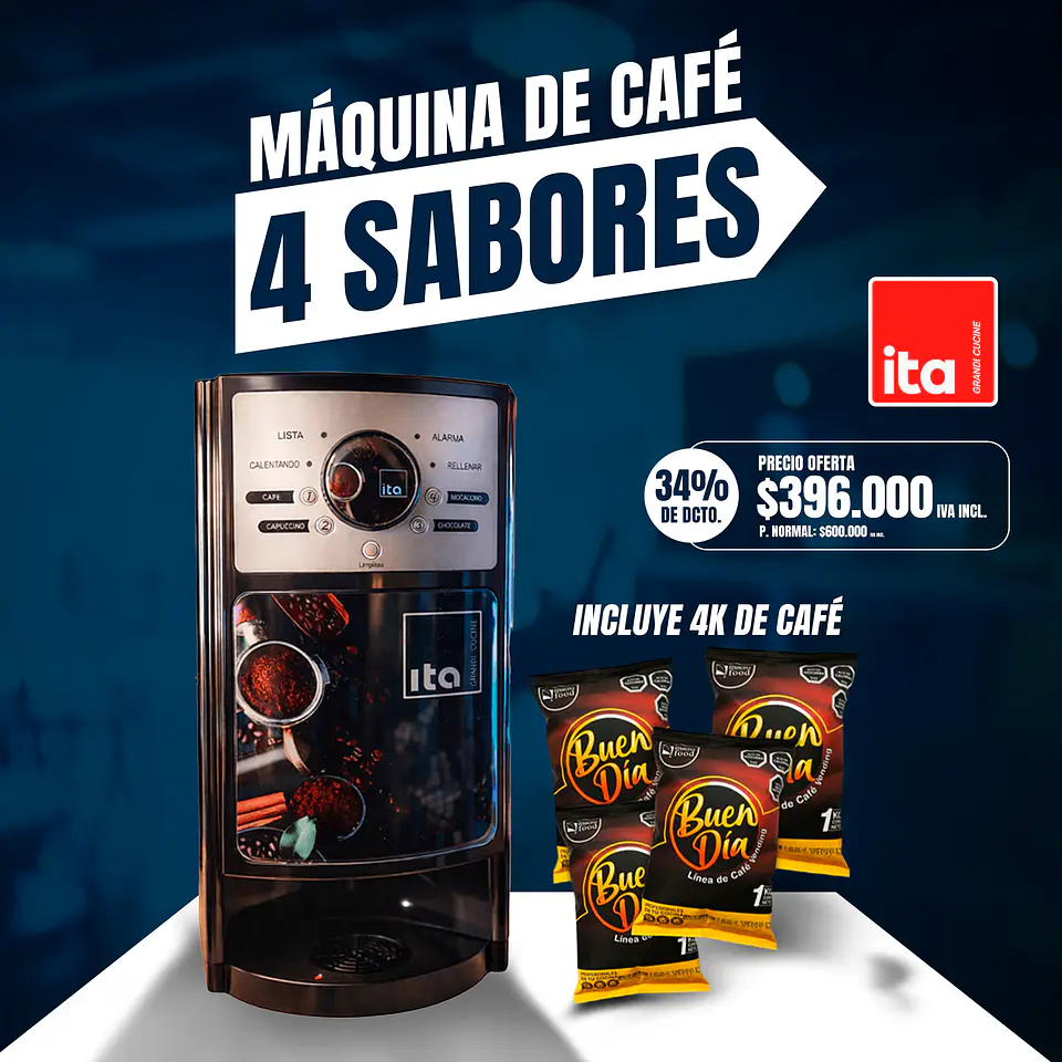 MÁQUINA DE CAFE ITA + 4 CAFES 1KG C/U 1