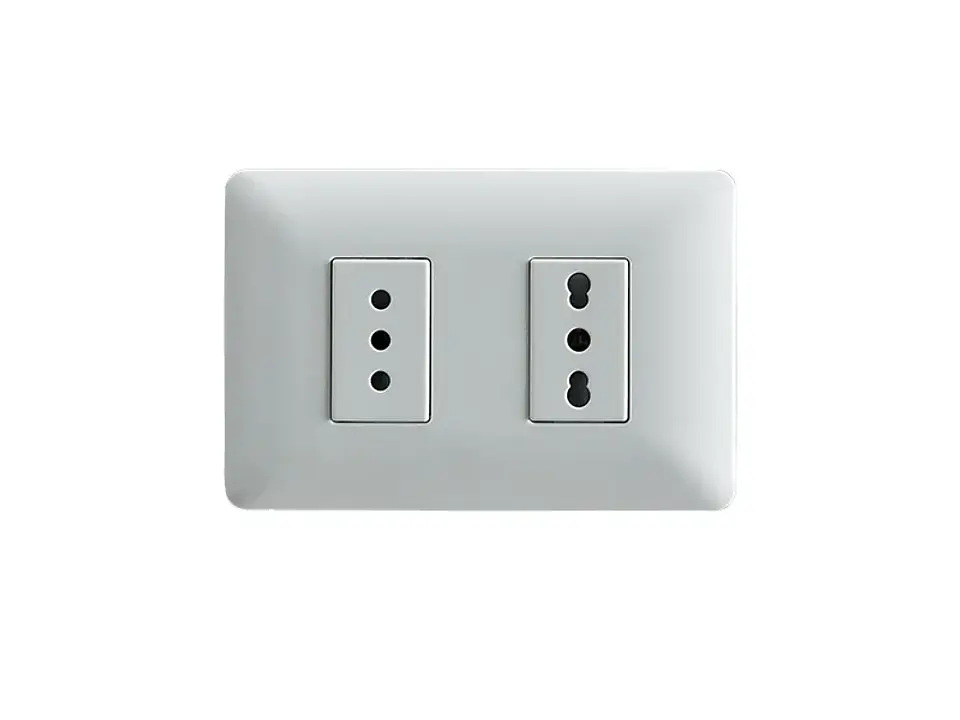Enchufe simple 10A + enchufe simple bipaso 10/16A 250V (blanco) 1