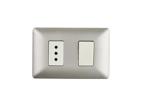 Interruptor simple (9/12) + enchufe simple 10A 250V (champagne)