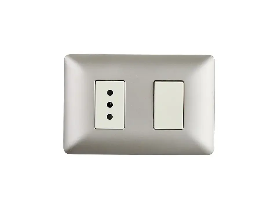 Interruptor simple (9/12) + enchufe simple 10A 250V (champagne) 1
