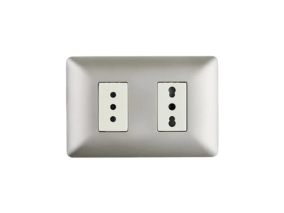 Enchufe simple 10A + enchufe simple bipaso 10/16A 250V (champagne) 1