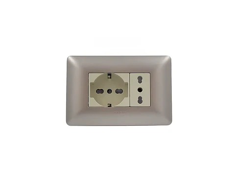 Enchufe schuko + enchufe simple bipaso 10/16A (champagne)