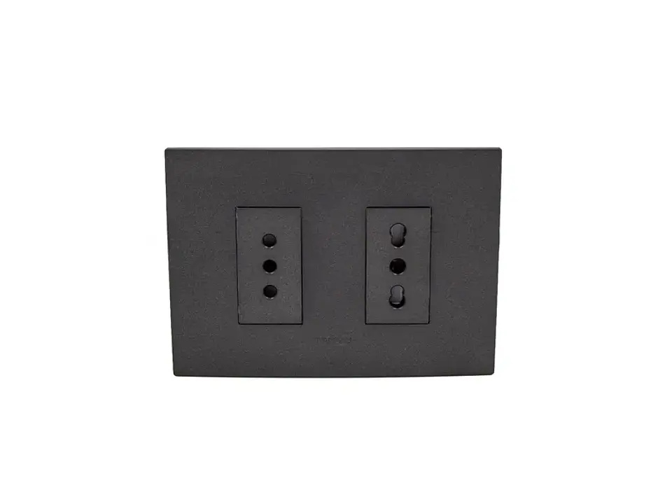 Enchufe simple 10A + enchufe simple bipaso 10/16A 250V (grafito) 1