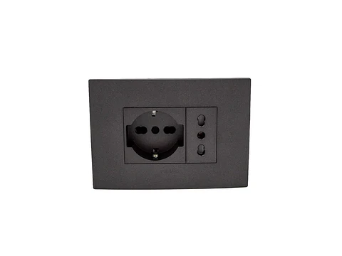 Enchufe schuko + enchufe simple bipaso 10/16A (grafito)